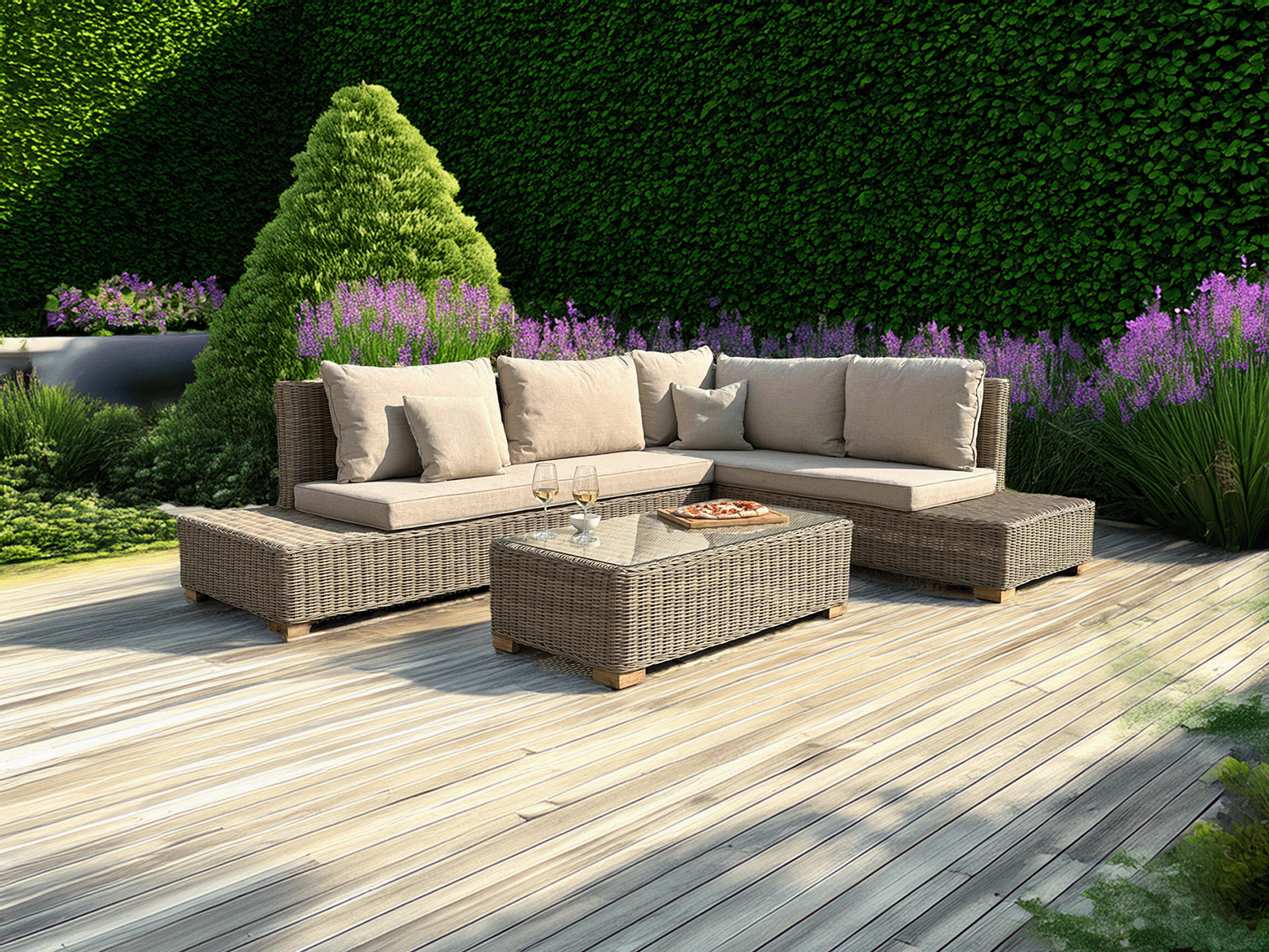 Capri Collection Outdoor Large Corner And Coffee Table Set