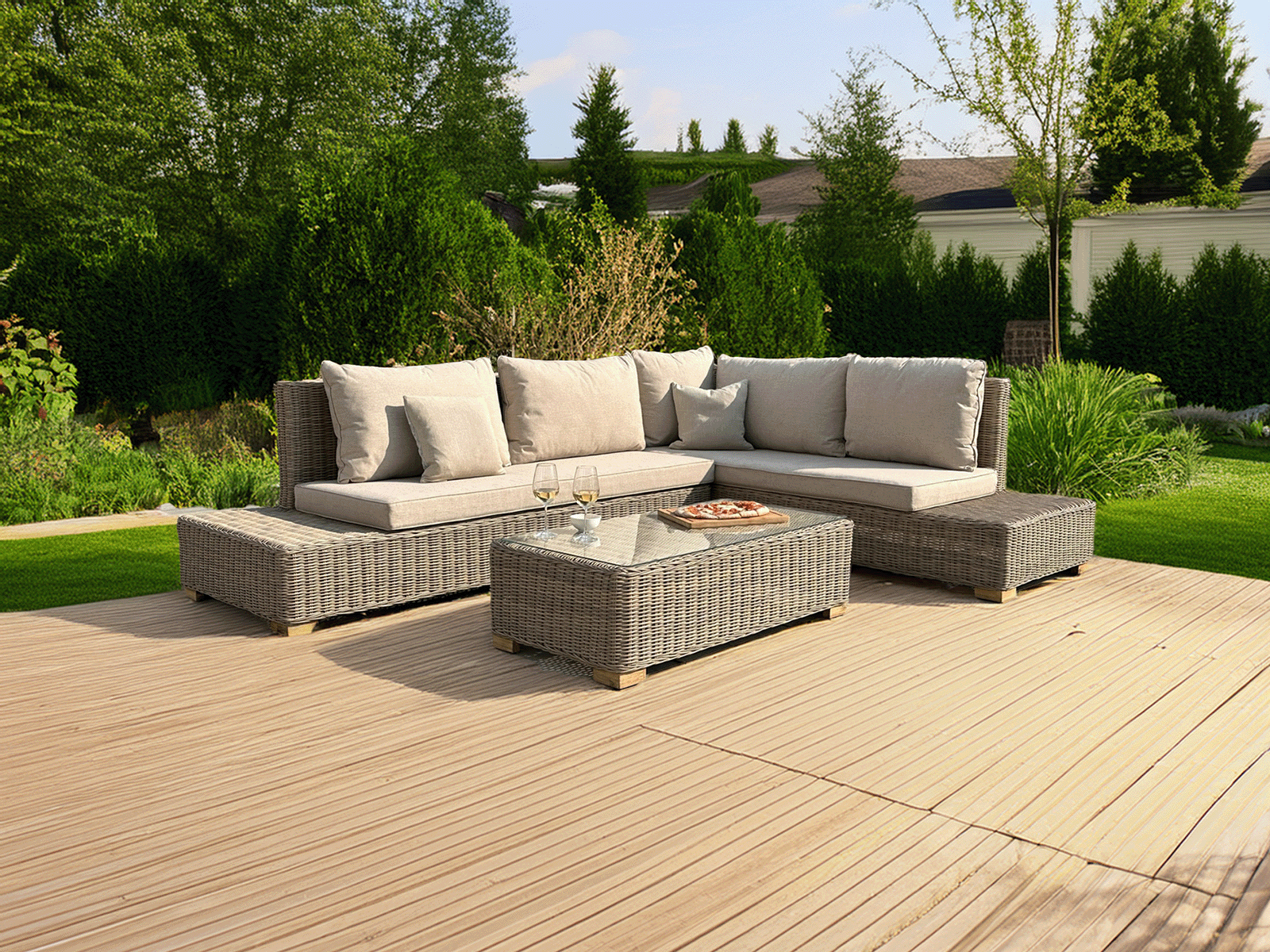 Capri Collection Outdoor Large Corner And Coffee Table Set
