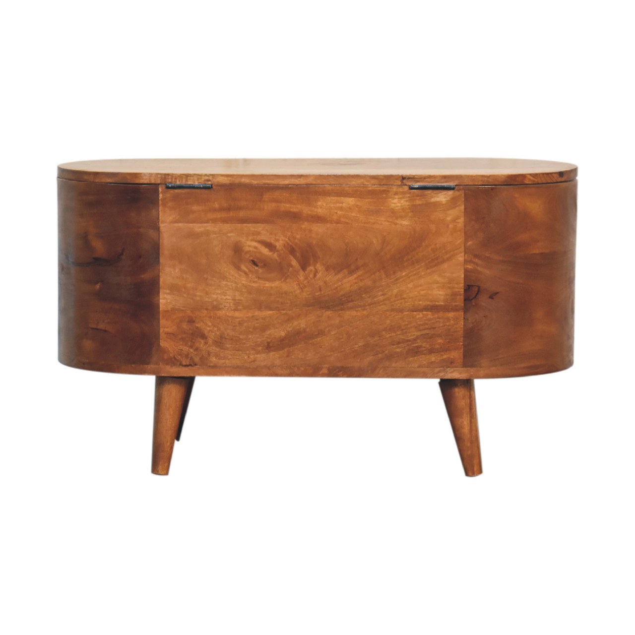 Chestnut Rounded Lid up Blanket Box - Solid Mango Wood