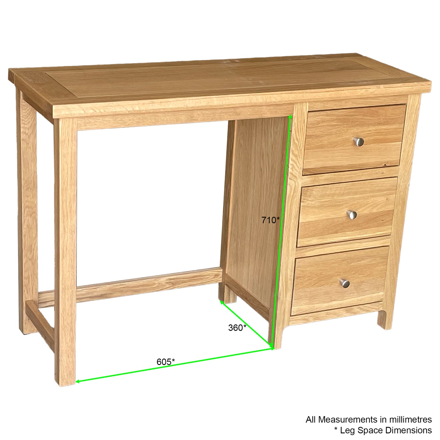 Como Dressing Table with Stool – Solid American Oak Frame (3 Drawers)