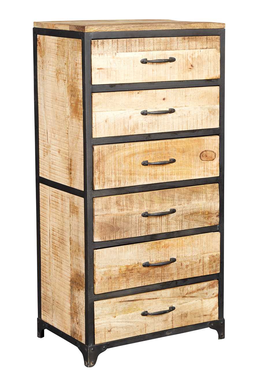 Cosmo Tall Chest, Reclaimed Wood & Metal