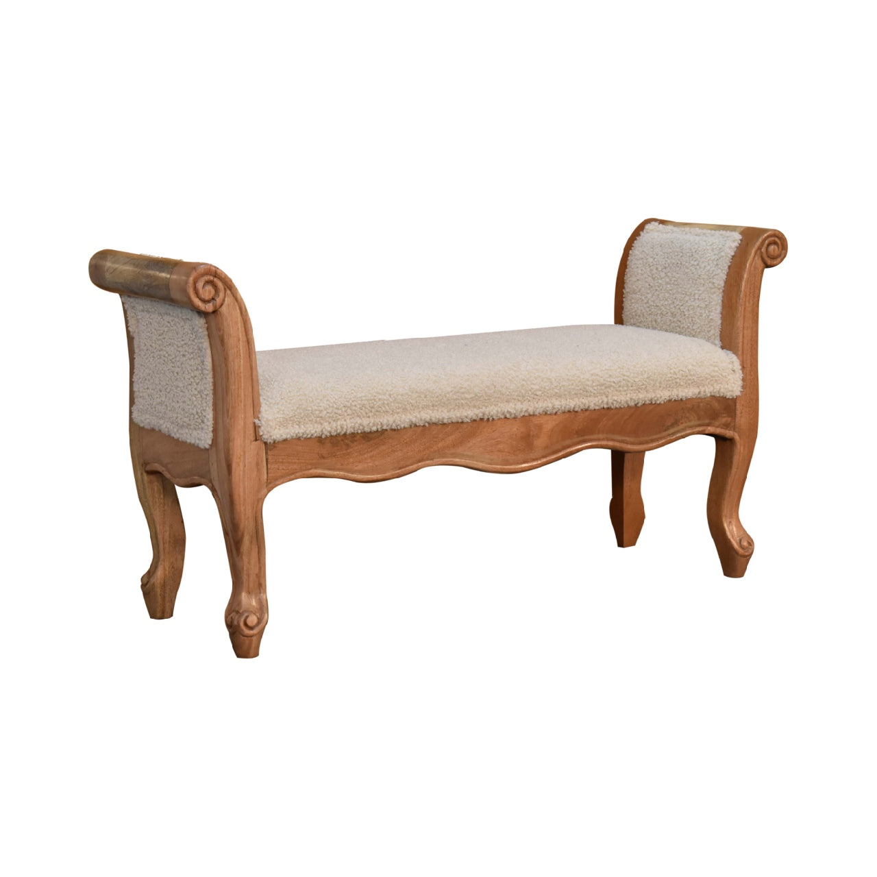 Cream Boucle French Style Bench 100% Cotton and Natural Yarn