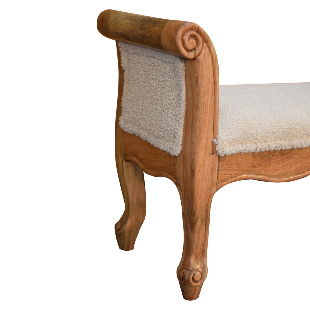 Cream Boucle French Style Bench 100% Cotton and Natural Yarn