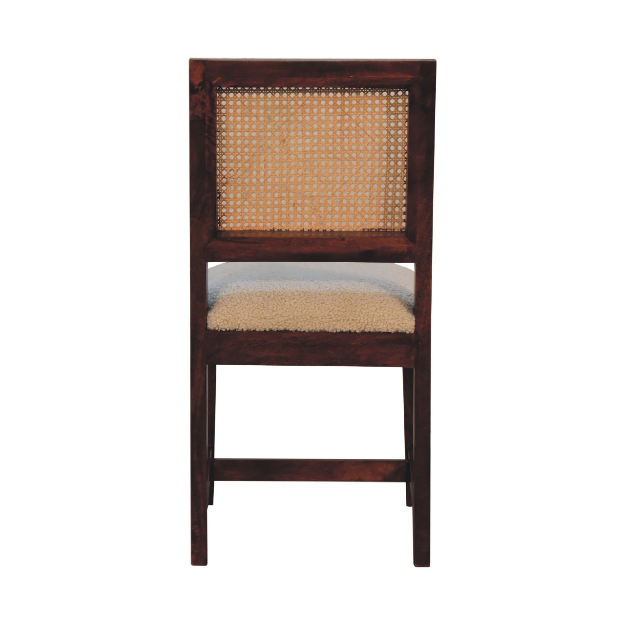 Cream Boucle Rattan Chair. 100% Solid Mango Wood