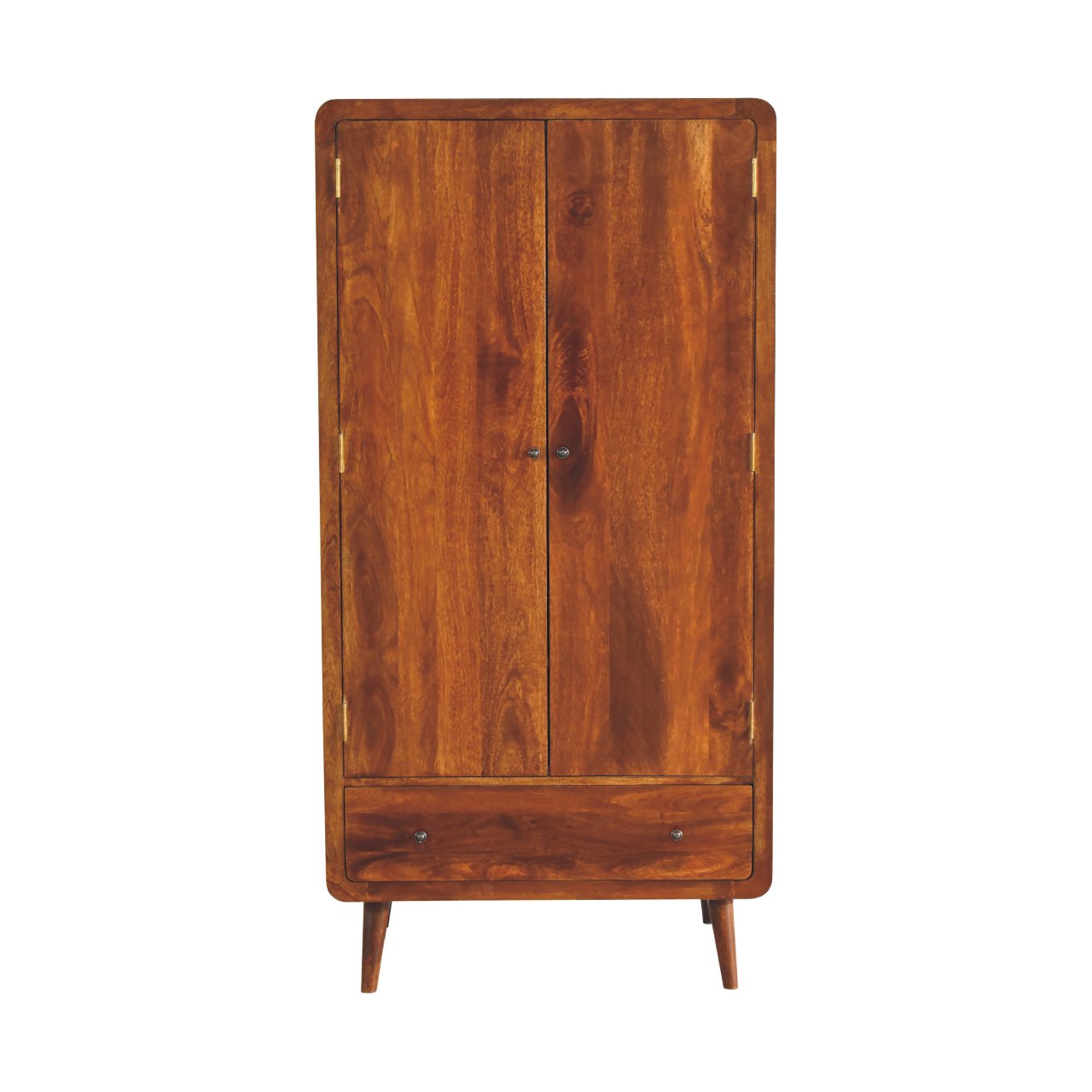 Curved Chestnut Wardrobe 100% Solid Mango Wood