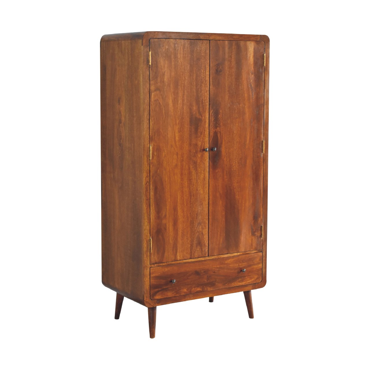 Curved Chestnut Wardrobe 100% Solid Mango Wood