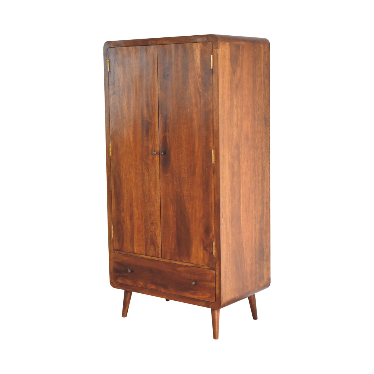Curved Chestnut Wardrobe 100% Solid Mango Wood
