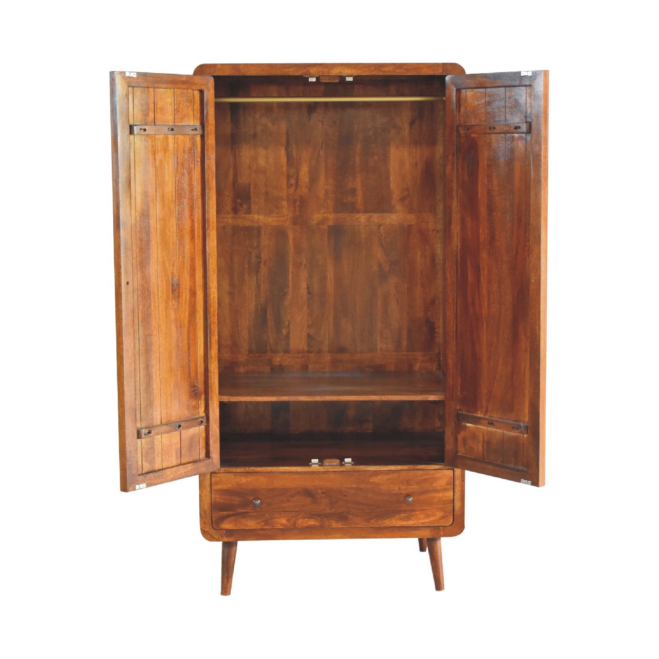 Curved Chestnut Wardrobe 100% Solid Mango Wood