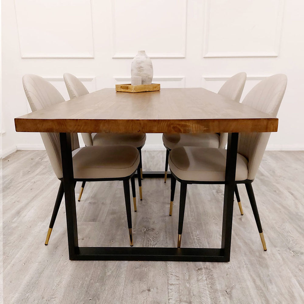 Etta Leather Dining Chair Beige