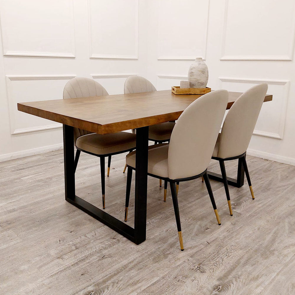 Etta Leather Dining Chair Beige