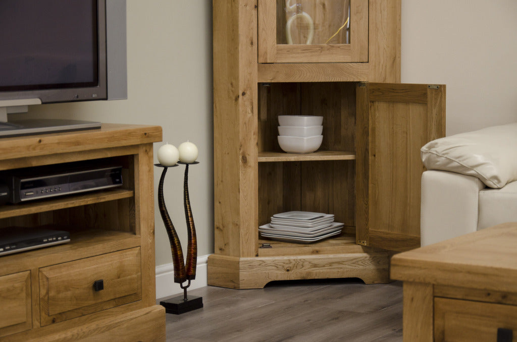 Deluxe Corner Display Unit 100% Solid Oak