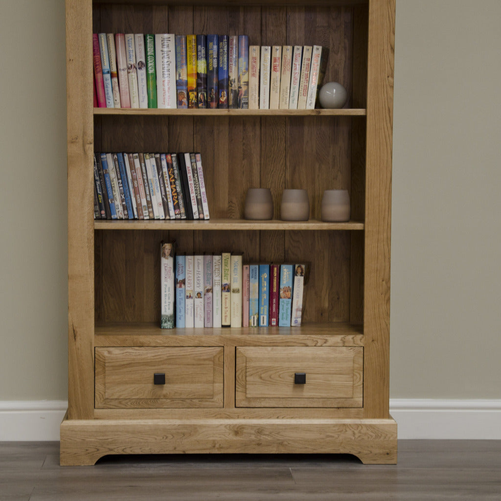 Deluxe Large Bookcase 100% Solid Oak