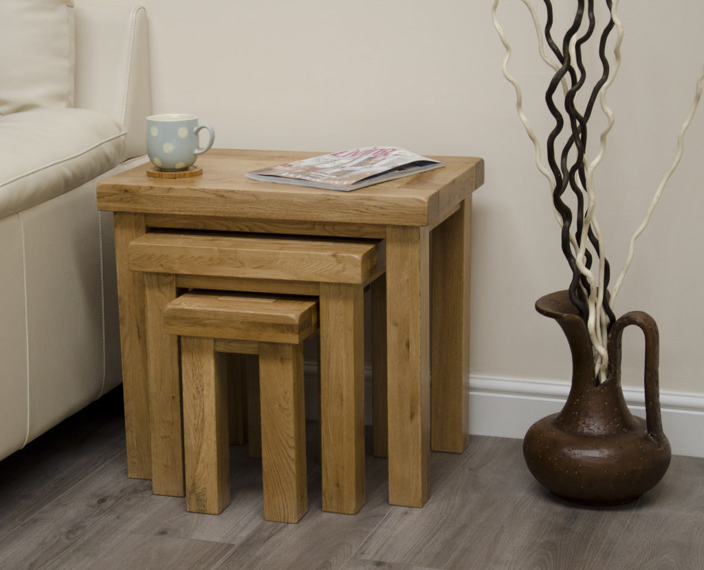 Deluxe Nest of Tables 100% Solid Oak