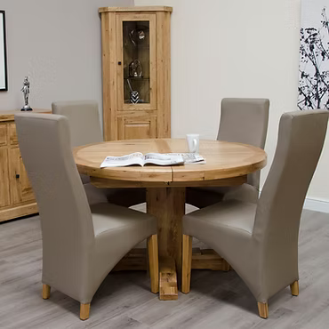 Deluxe Round Extending Table 1250+(1x550) 100% Solid Oak1
