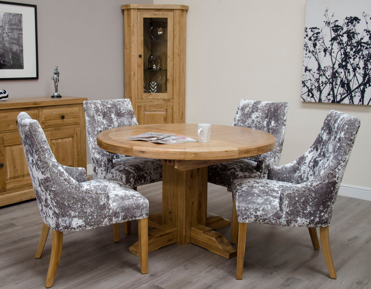 Deluxe Round Extending Table 1250+(1x550) 100% Solid Oak11