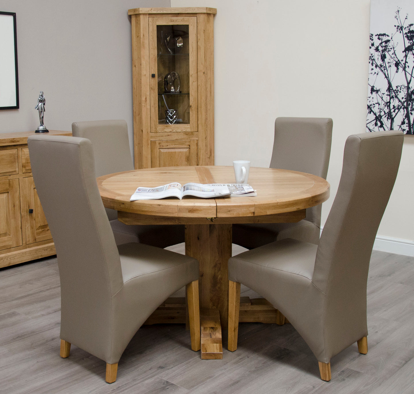 Deluxe Round Extending Table 1250+(1x550) 100% Solid Oak12