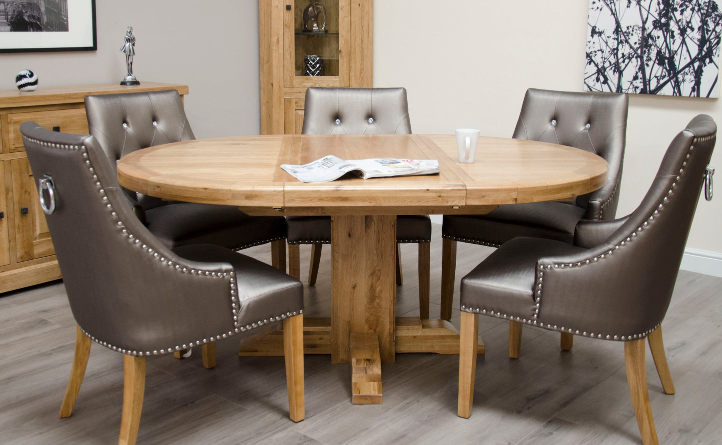 Deluxe Round Extending Table 1250+(1x550) 100% Solid Oak14