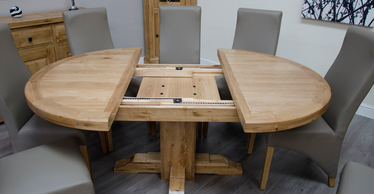 Deluxe Round Extending Table 1250+(1x550) 100% Solid Oak5