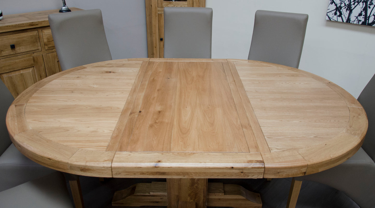 Deluxe Round Extending Table 1250+(1x550) 100% Solid Oak8