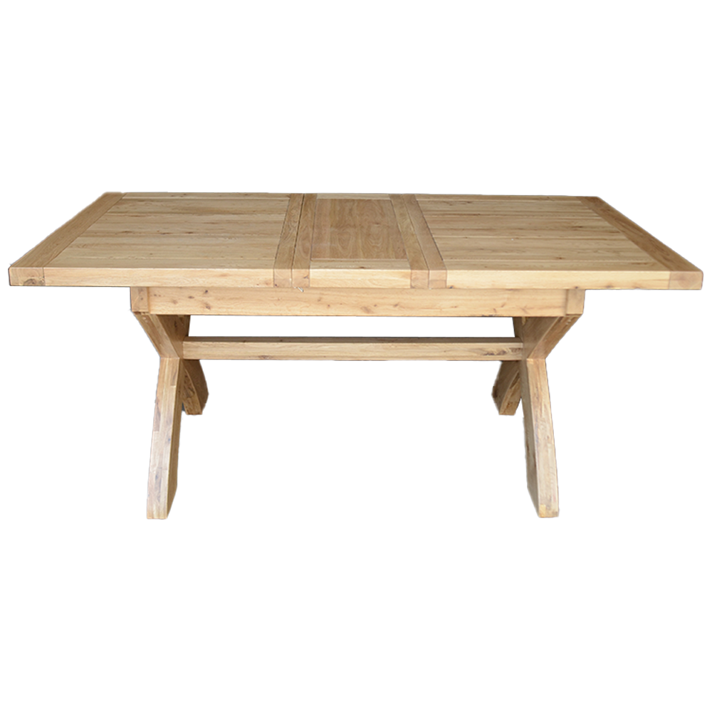 Deluxe Small X-Leg Twin Leaf Extending Table 100% Solid Oak