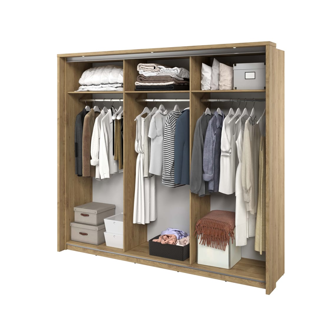 Arti 27 - 3 Sliding Door Wardrobe 240cm Oak Shetland