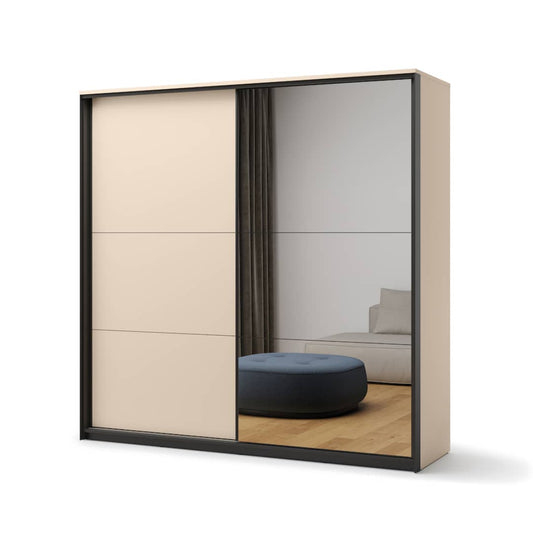 Enna EN-01 Sliding Door Wardrobe 220cm Beige and Black