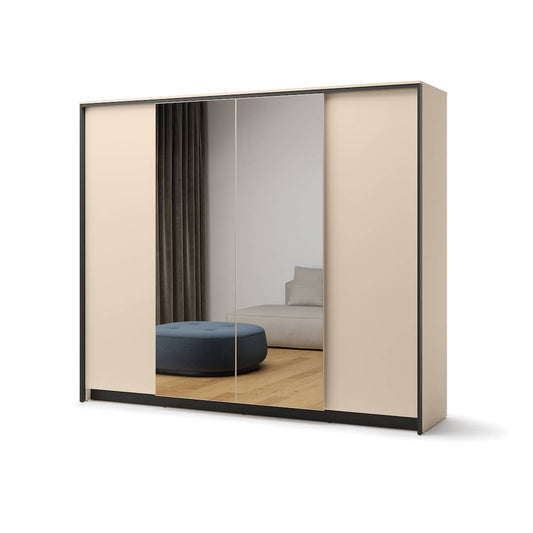 Enna EN-06 Hinged Door Wardrode 251cm Beige and Black