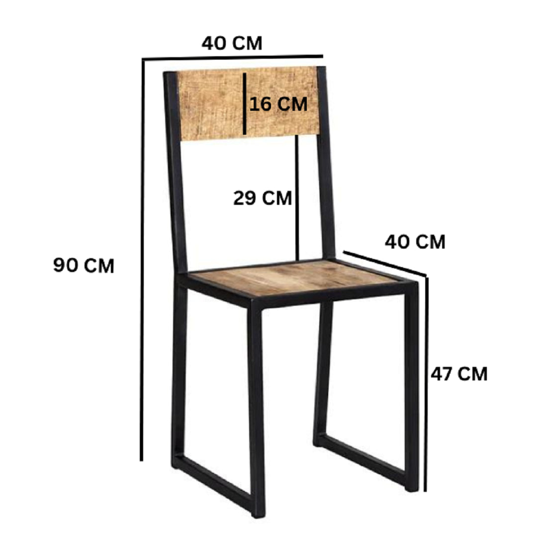 Cosmo Industrial Metal & Wood Dining Chair (Sold in Pairs)