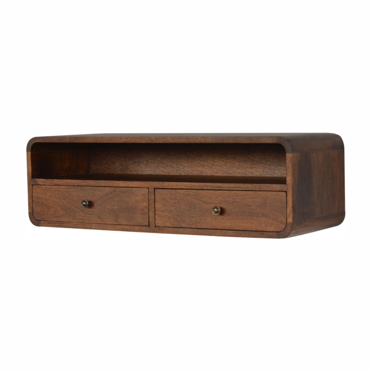 Floating Chestnut Open Console 100% Solid Mango Wood