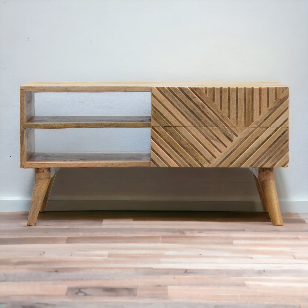 Lille Solid Mango Wood TV & Media Unit. 100% Solid Mango Wood