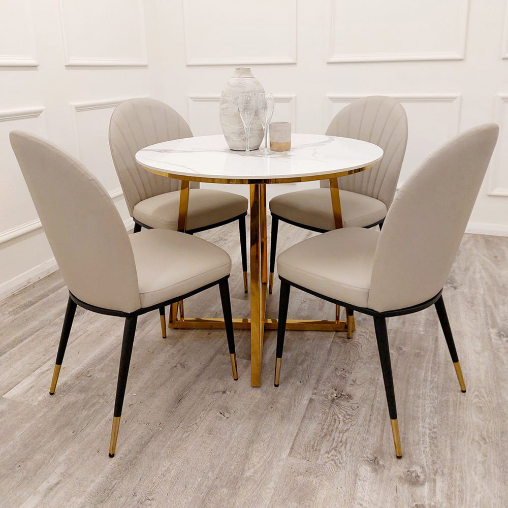 Etta Leather Dining Chair Beige