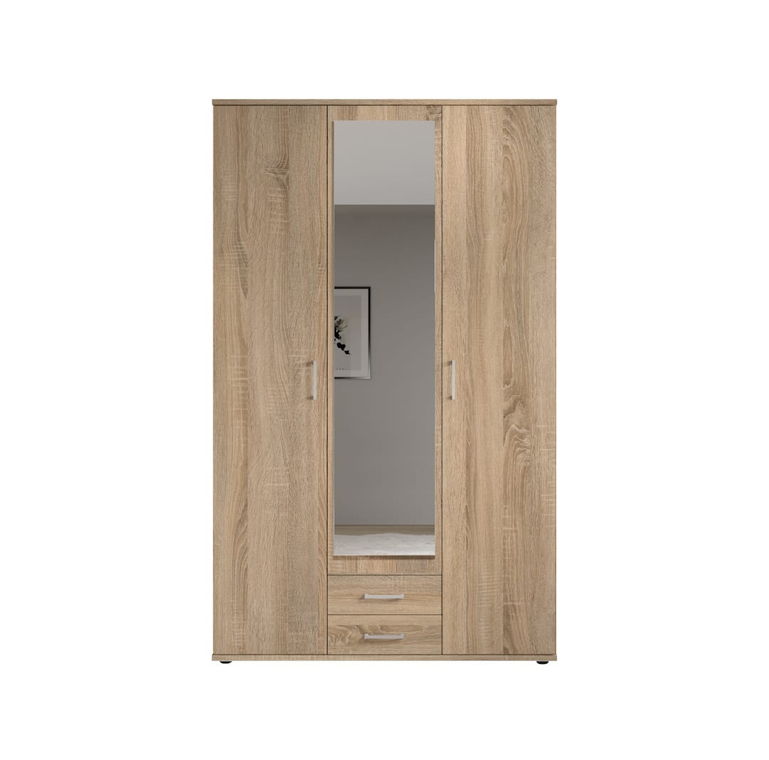 Karl Hinged Door Wardrobe 120cm White or Oak Sonoma