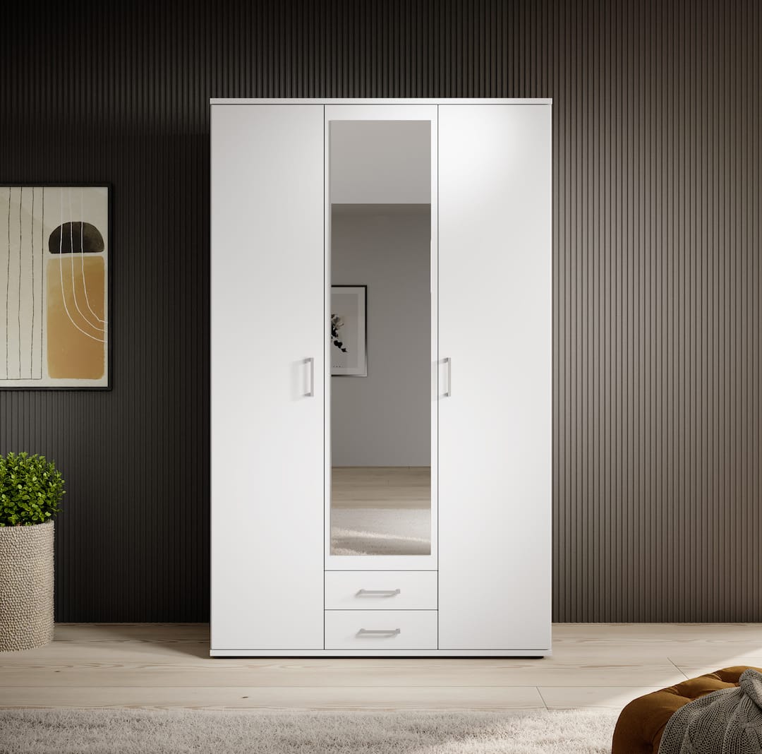 Karl Hinged Door Wardrobe 120cm White or Oak Sonoma
