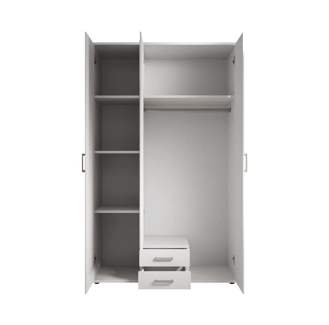 Karl Hinged Door Wardrobe 120cm White or Oak Sonoma