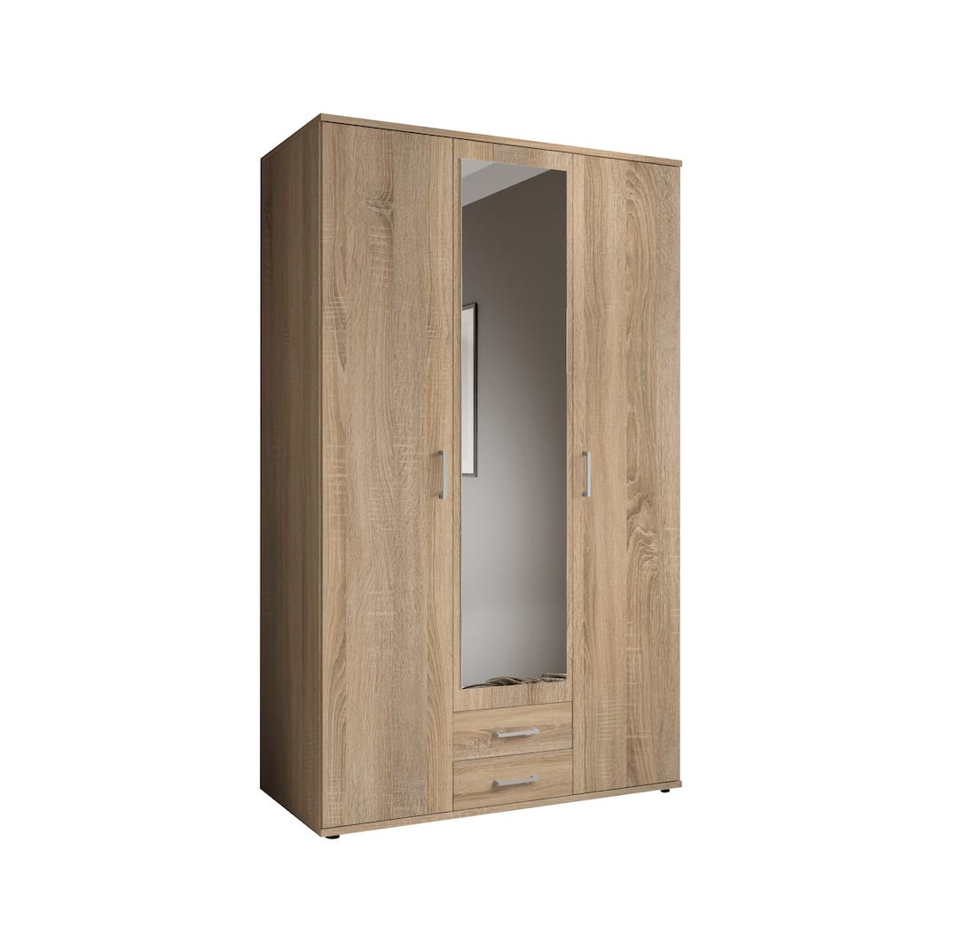 Karl Hinged Door Wardrobe 120cm White or Oak Sonoma