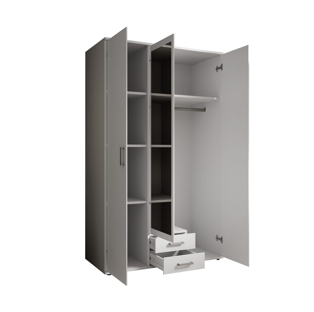 Karl Hinged Door Wardrobe 120cm White or Oak Sonoma