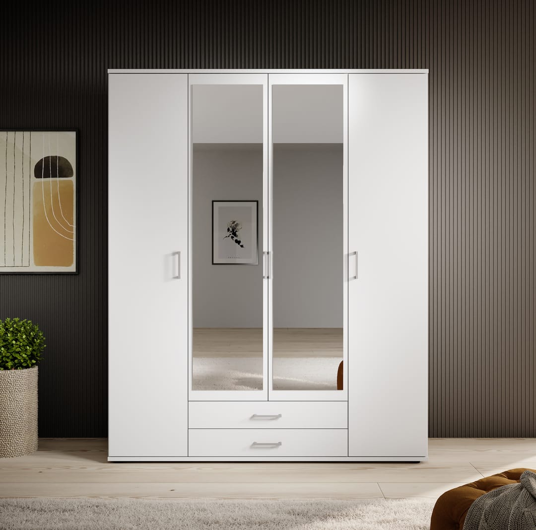 Karl Hinged Door Wardrobe 160cm White or Oak Sonoma