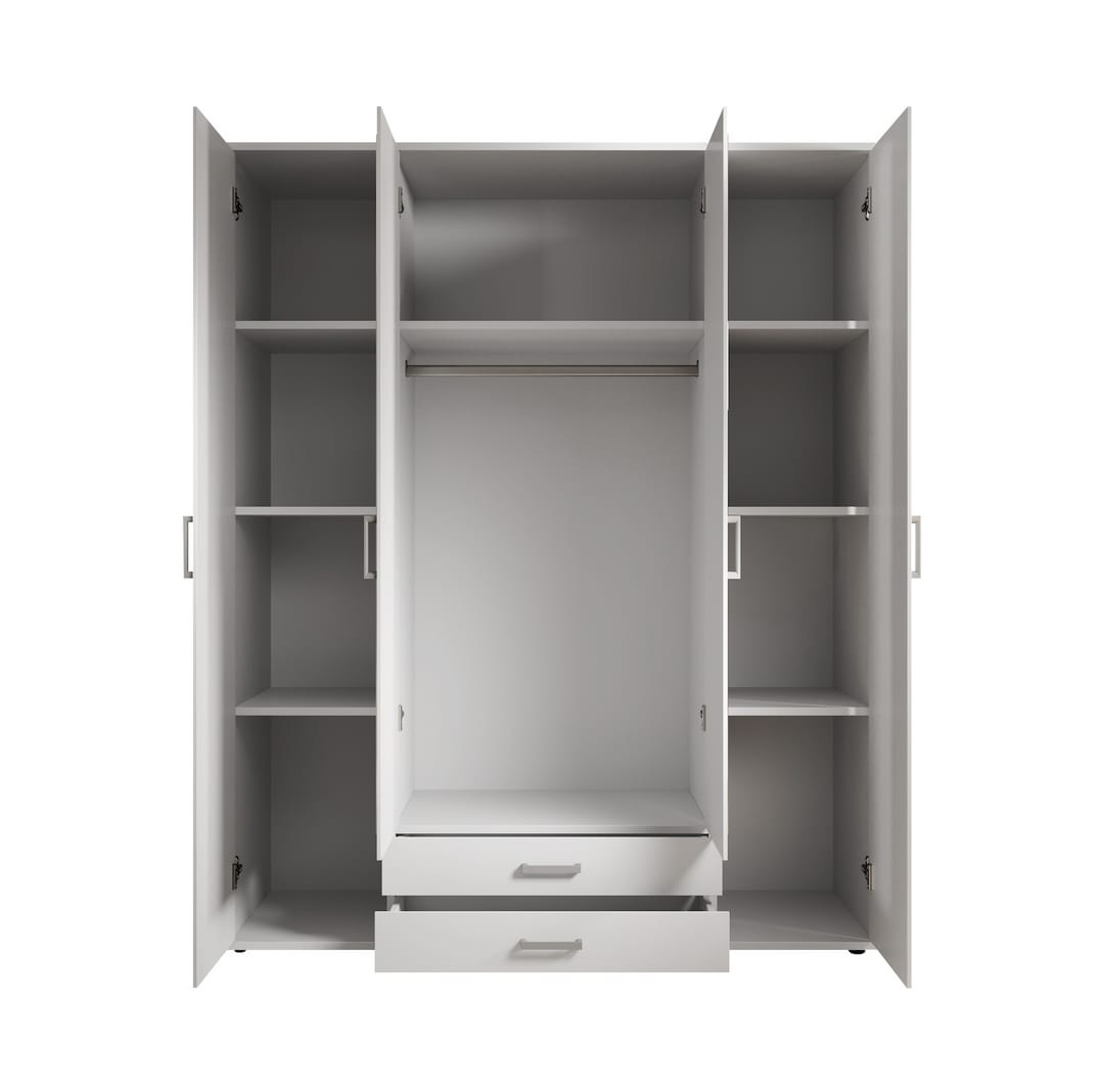 Karl Hinged Door Wardrobe 160cm White or Oak Sonoma