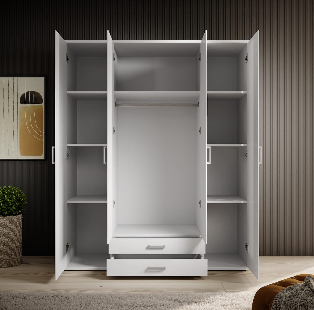 Karl Hinged Door Wardrobe 160cm White or Oak Sonoma
