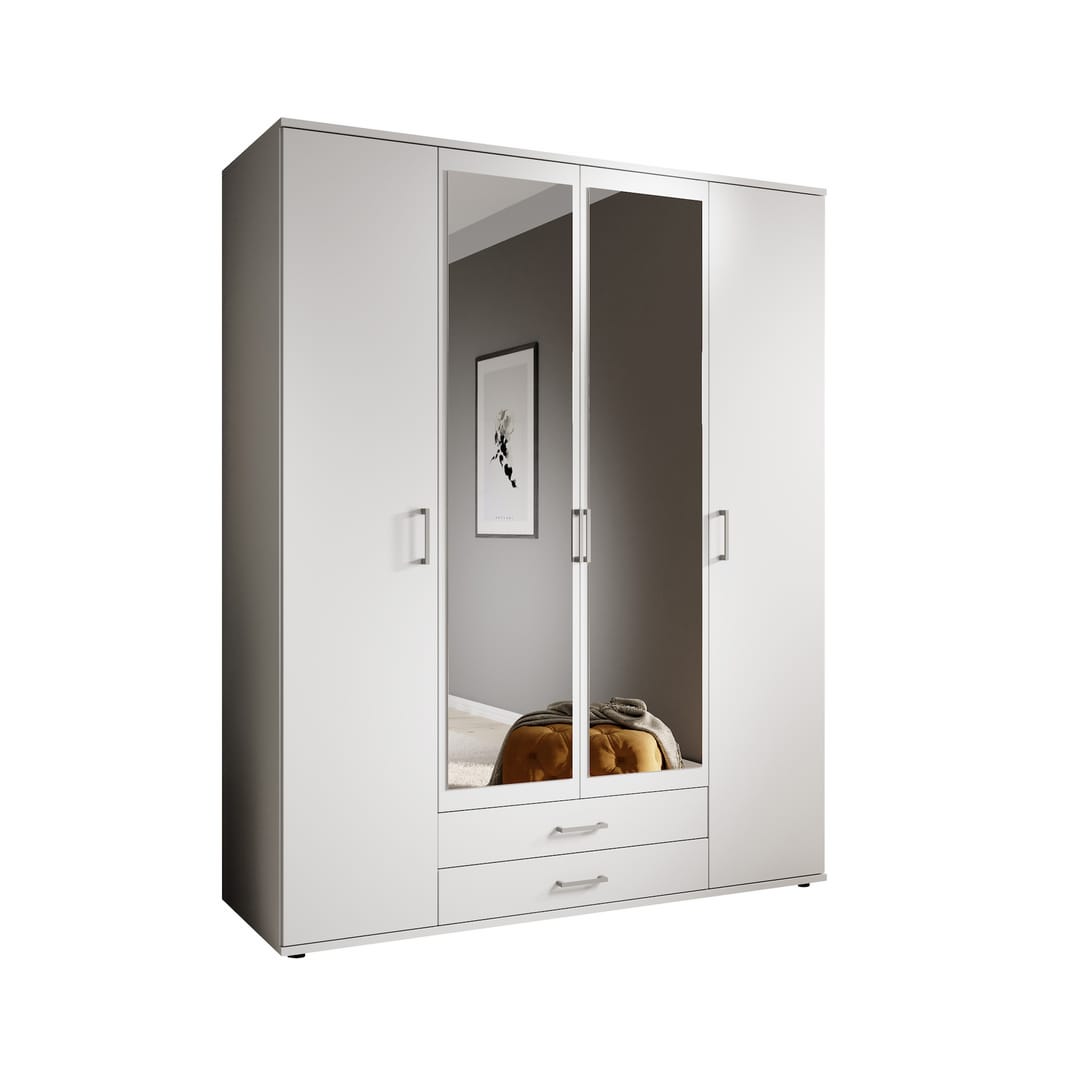 Karl Hinged Door Wardrobe 160cm White or Oak Sonoma