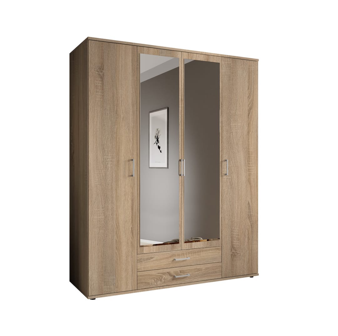 Karl Hinged Door Wardrobe 160cm White or Oak Sonoma
