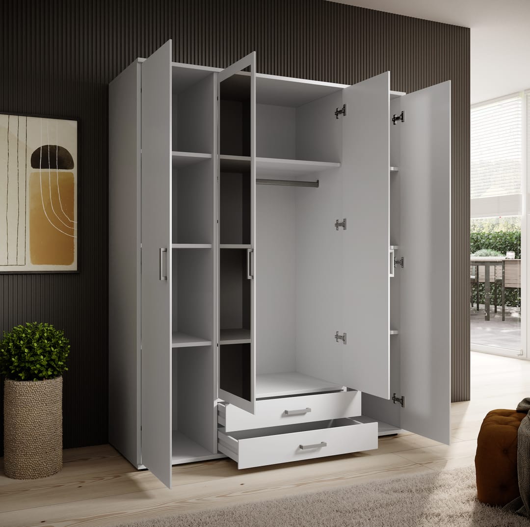 Karl Hinged Door Wardrobe 160cm White or Oak Sonoma