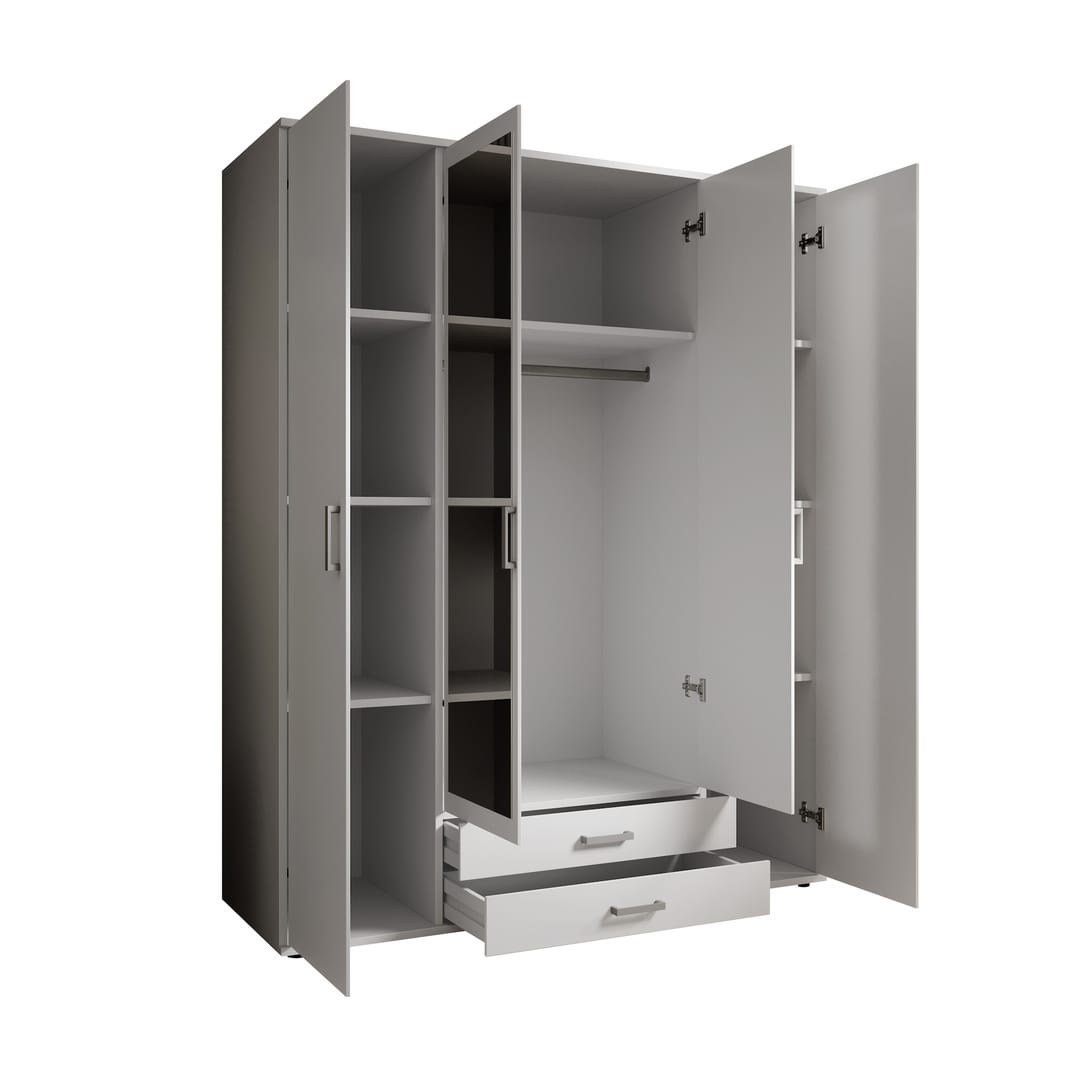 Karl Hinged Door Wardrobe 160cm White or Oak Sonoma
