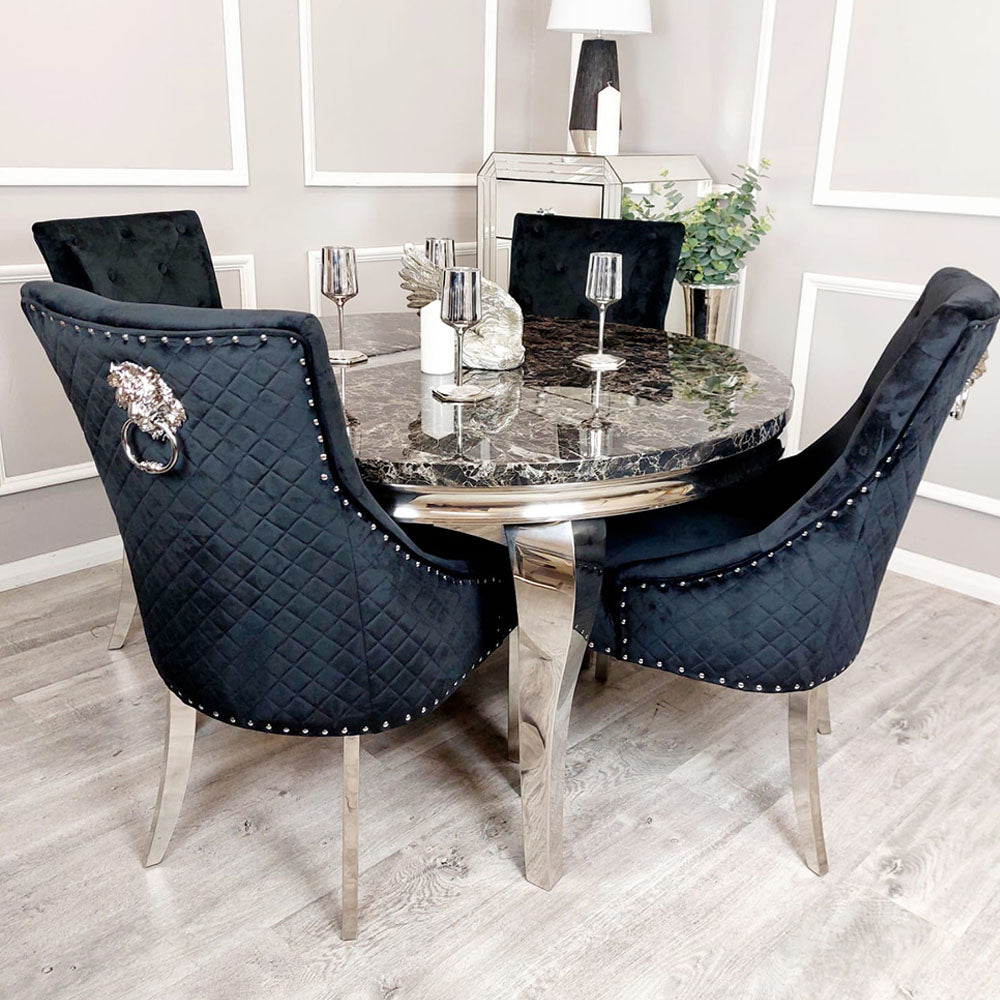 Bentley Chrome Dining Chair Dark Grey Light Grey Beige Black