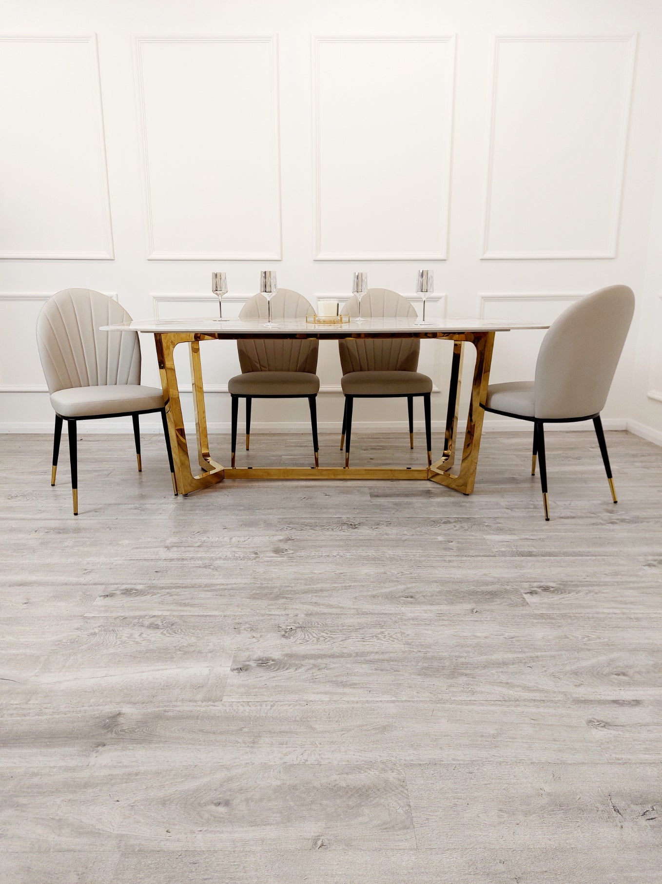 Etta Leather Dining Chair Beige