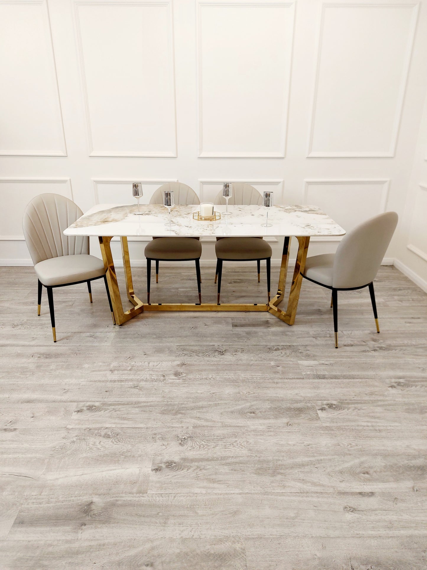 Etta Leather Dining Chair Beige