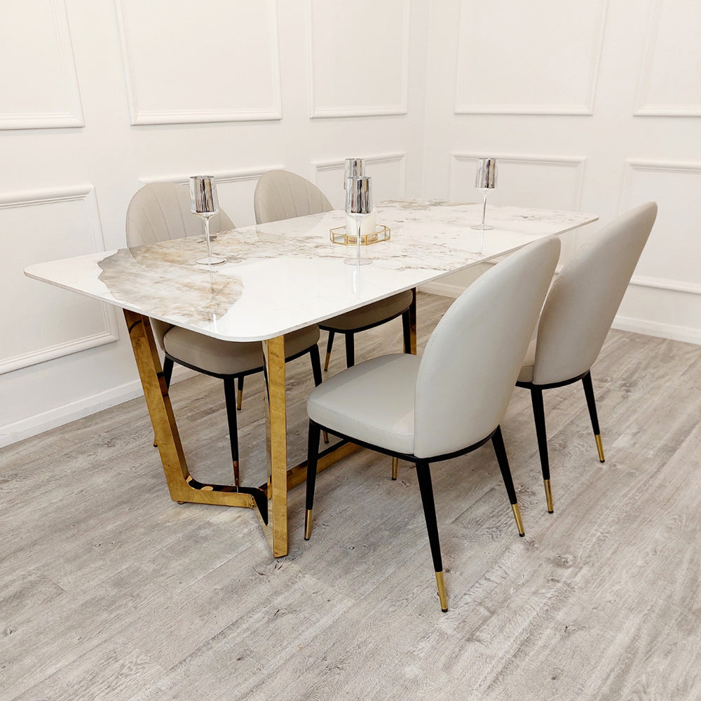Etta Leather Dining Chair Beige