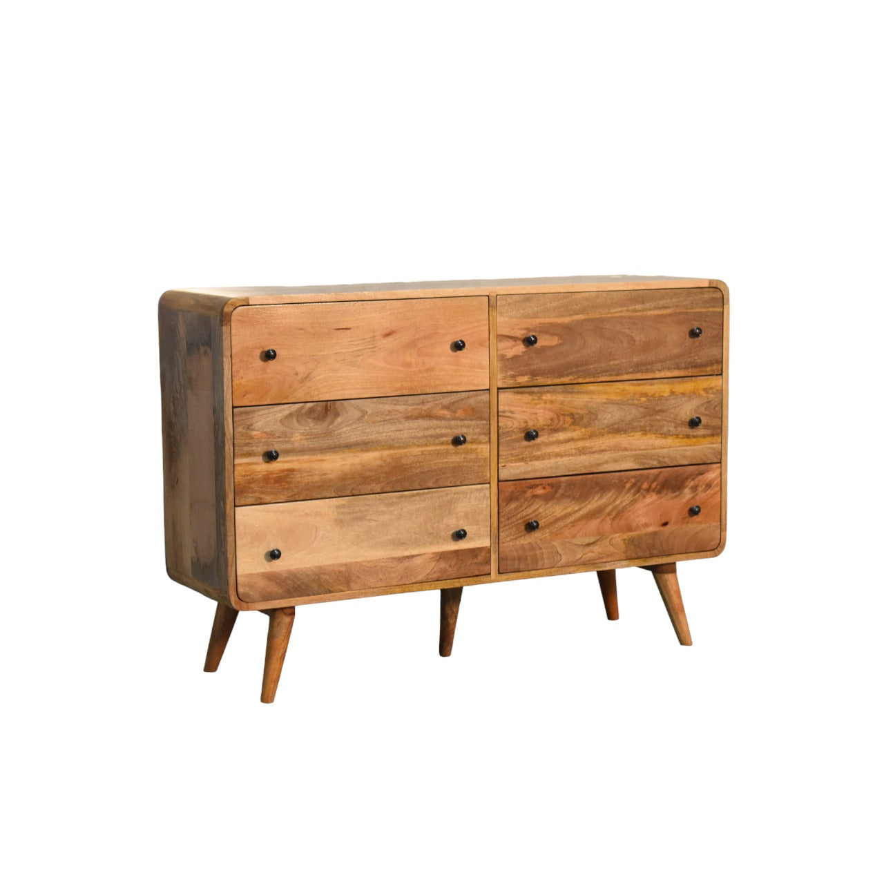 Large Curved Oak-ish Chest 100% Solid Mango Wood