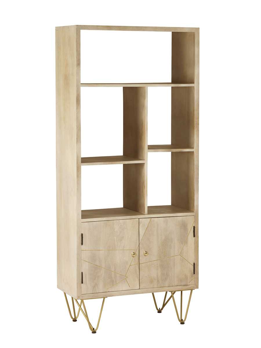 Light Gold Large Bookcase. 100% Solid Mango Wood