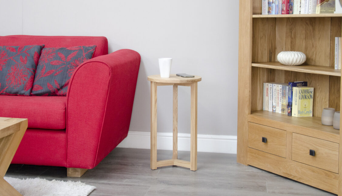 Lyon Occasional Round Lamp Table. 100% Solid Oak